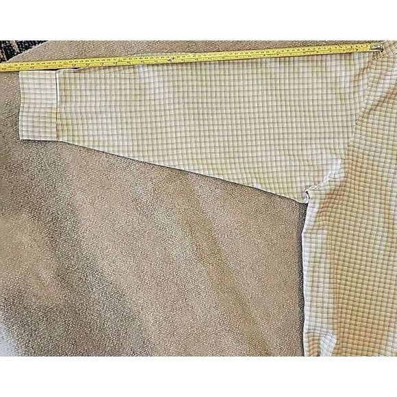 Roundtree & Yorke Longsleeve Shirt Mens 3XT Tall Gold Label Non Iron Beige Plaid - Picture 7 of 12